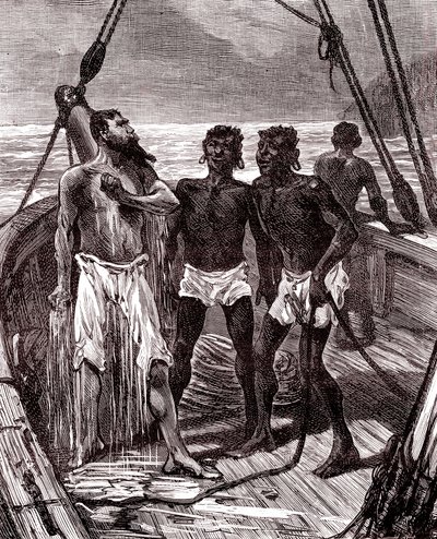 Gummitransport på Maroni-floden, Guyana af Unknown artist