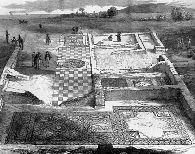 Ruiner af en romersk villa nær Brading på øen Wight. af Unknown artist