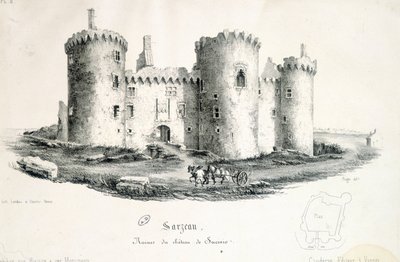 Ruiner af slottet Sucinio i Sarzeau (Morbihan) - gravering af Unknown artist