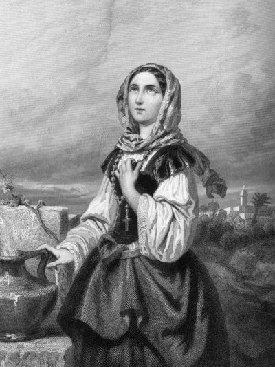 SAINT ROSE of LIMA Jomfruen (1586-1617) i "De hellige kvinder"".1852 af Unknown artist