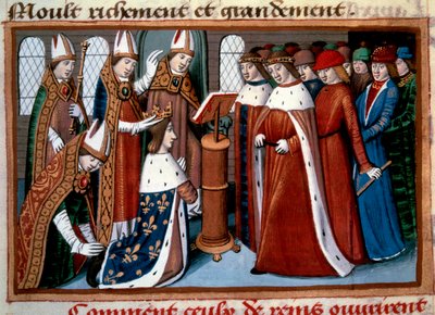 Hellige kong Charles VII (1422-1461) af ærkebiskoppen af ​​Reims den 17/07/1429 af Unknown artist