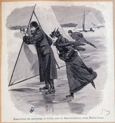 Sejløvelse, på Shrewsbury, USA, ca. 1890 - gravering, slutningen af det 19. århundrede af Unknown artist