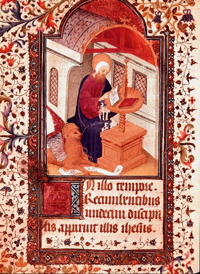 Saint Mark Miniature fra "" The Hours of Edward I (Duarte) of Portugal (1391-1438)" 15. århundrede Lissabon, Torre do Tombo af Unknown artist