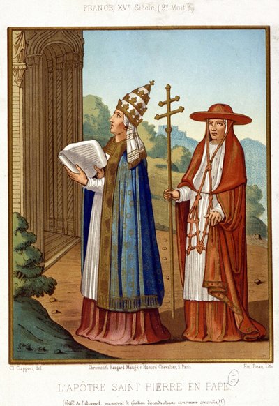 Sankt Peter i pave ledsaget af en kardinal, 2. halvdel af 1400-tallet. af Unknown artist