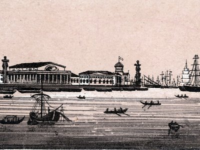 Sankt Petersborg, Rusland: udsigt over Neva-floden og udveksling i Sankt Petersborg. i "" Verden illustrerer 168 visninger"" Udateret (slutningen af det 19. århundrede) af Unknown artist