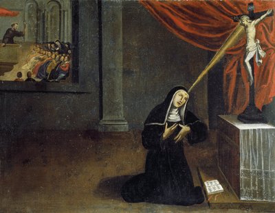 Den hellige Rita modtager stigmata af Unknown artist