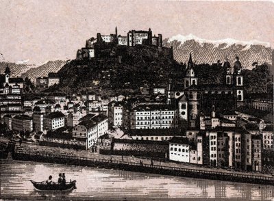 Salzkammergut-regionen, Østrig: Salzburg fra Kapuzinergarten. i "" Verden illustrerer 168 visninger"" Udateret (slutningen af ​​det 19. århundrede) af Unknown artist