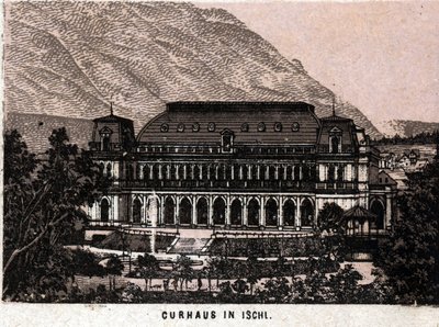 Salzkammergut-regionen, Østrig: udsigt over Curhaus i Ischl. "" Verden illustrerer 168 visninger"" Udateret (slutningen af det 19. århundrede) af Unknown artist