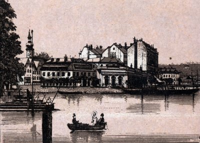 Salzkammergut-regionen, Østrig: udsigt over kasinoet i Gmunden. i "" Verden illustrerer 168 visninger"" Udateret (slutningen af det 19. århundrede) af Unknown artist