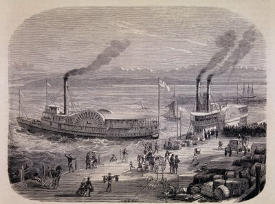 San Francisco Docks and Paddle Wheeled Boats (Californien) - i "Tour du Monde" af Unknown artist