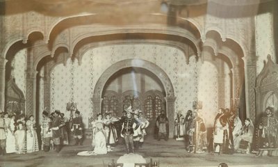 Scene af teaterstykket ""le Faux Dmitri"" af Alexandre Nikolaievitch Ostrovski (1823-1926). Teater Maly de Moscou. Photographie, annees 1870. Statens centrale A. Bakhrushin Teatermuseum, Moskva Scene fra teaterstykket ""False Dmitriy"" af Ale af Unknown artist