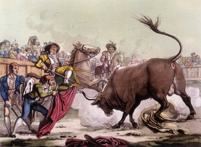 Scene for tyrefægtning i Spanien, omkring 1820. af Unknown artist