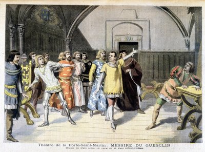 Scene af stykket "" Messire Du Guesclin"", drama af Paul Déleède, spillet på teatret i Porte Saint Martin. I Le petit journal, den 03/11/1895. af Unknown artist