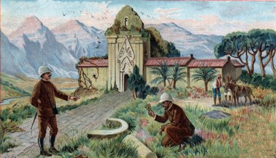 Scenes of Missing Kingdoms: Tempel i bjergene i Qui-Nhon-provinsen i Cambodia. Kromolitografi af det 19. århundrede. af Unknown artist