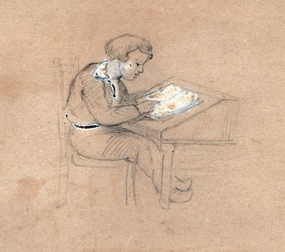 Skoledreng på arbejde. (tegning, omkring 1830) af Unknown artist