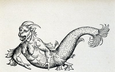 Havdjævel, angiveligt fanget i Adriaterhavet i begyndelsen af det 15. århundrede - ifølge Gesner af Unknown artist