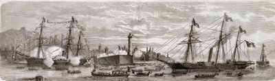 Anden italienske uafhængighedskrig, italiensk kampagne i 1859: Napoleon III (1808-1873) i havnen i Genes 12/05/1859 - Frenchs ankomst til Genova, 12. maj af Unknown artist