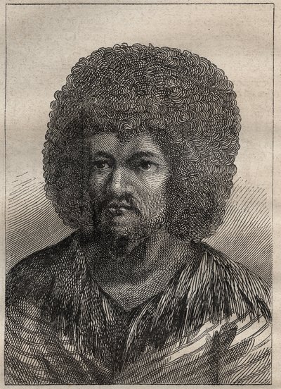 Anden rejse (1772-1775) af kaptajn James Cook (1728-1779): portræt af O-Too (O Too), konge af Tahiti - illustration taget fra "The Great Mariners of the 18th century" af Unknown artist