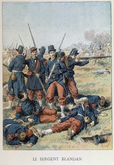 Sergent Blandan døde under erobringen af Algeriet i 1842 - i "" Histoire de France"" af Unknown artist