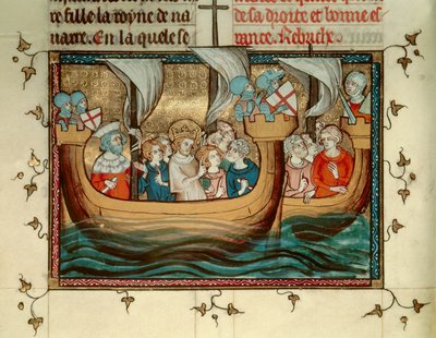 Syvende korstog: Kongen af Frankrig Saint Louis (eller Louis IX) (1214-1270) ankommer til Nicosia på Cypern omkring 1245. Miniature. B.N. Paris af Unknown artist