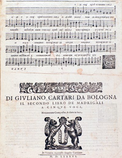 Madrigalernes Nodeblad (2. bog) af Giuliano Cartari fra Bologna af Unknown artist