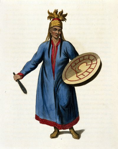 Sibirisk Shaman. 1800-tals gravering af Unknown artist