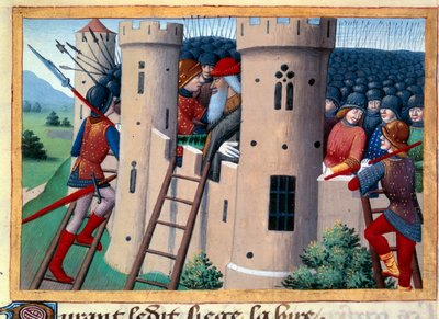 Belejring af Chateau-Gaillard (Chateau Gaillard) ved leje og frigivelse af Barbazan af Unknown artist