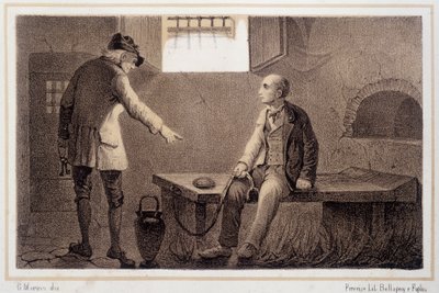 Silvio Pellico (1789 - 1854) overført til fæstningen Spielberg (Spilberk) - i "" Storia d