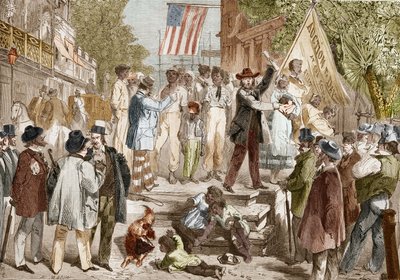 Slavesalg til Richmond i USA i 1864. af Unknown artist