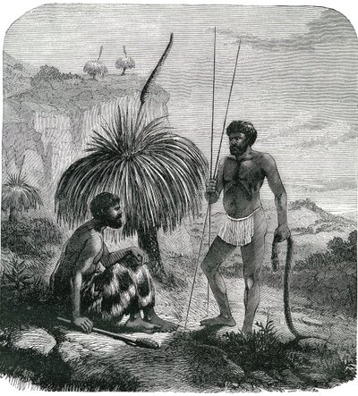 Slangejægere i Australien. Indgravering 1868 af Unknown artist