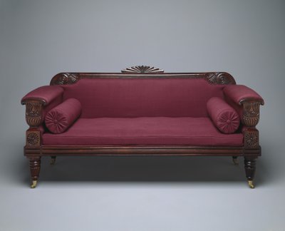 Sofa, ca. 1821-35 (palisander & fyrretræ med uldent polstring) af Unknown artist