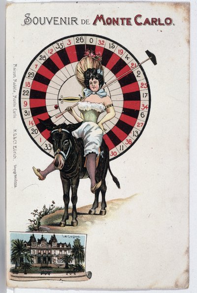 Souvenirpostkort af Monte Carlo, slutningen af det 19. århundrede af Unknown artist