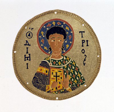 St. Demetrius - i "" Historie og monumenter af byzantinske emaljer"" af N. Kondakow. Kromolitografi 1892. af Unknown artist