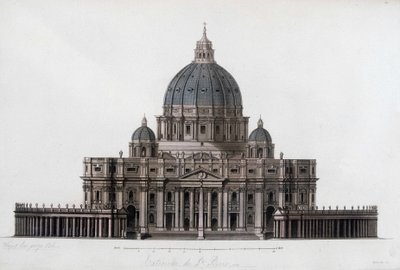 Peterskirken i Rom til Vatikanet (San Pietro in Vaticano). I "" Den gamle og moderne dragt"" 1819-1820, af Jules Ferrario. af Unknown artist