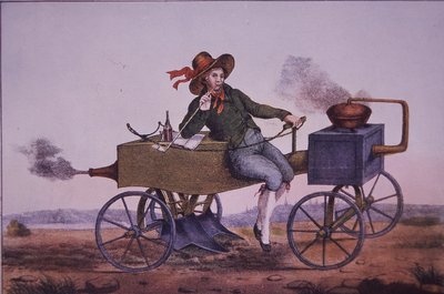 Dampplov, tidligt 1800-tal (farve litho) af Unknown artist
