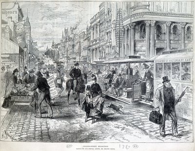 Gadescener, Collins Street i Melbourne i 1889. af Unknown artist