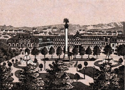 Stuttgart, Tyskland: udsigt over det nye slot (New Castle). i "" Verden illustrerer 168 visninger"" Udateret (slutningen af det 19. århundrede) af Unknown artist