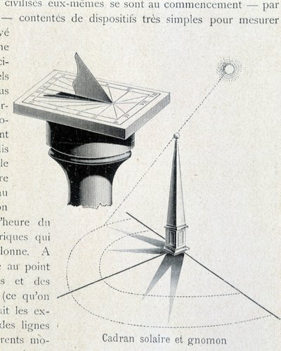 Solur og gnomon (1600-tallet) - indgravering i "Universet og menneskeheden"" af Kraemer af Unknown artist