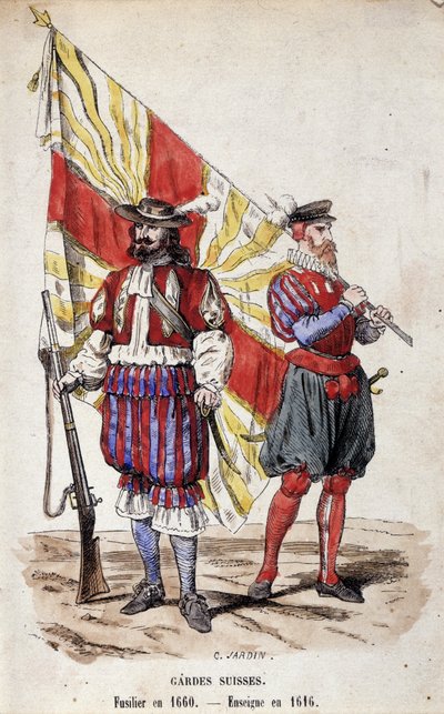 Schweizergarde: Fusilier i 1660 og Fændrik i 1616. af Unknown artist