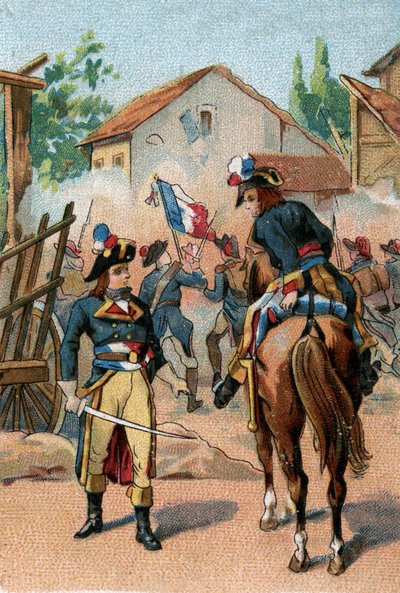 TEATER GENNEM TIDERNE: Teater under det andet kejserdømme. Militærstykket på det kejserlige cirkusteater (vinter) Boulevard du Temple i Paris. af Unknown Artist