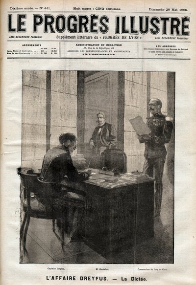 DREYFUS-SAGEN - Brevet dikteret til Alfred Dreyfus den 15. oktober af Unknown artist