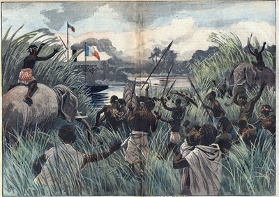 Tager Tchad-søen i besiddelse (Afrika) af Unknown artist