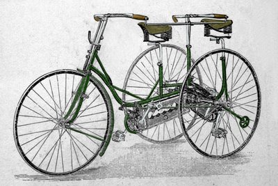 Tandem trehjulet cykel model. af Unknown artist