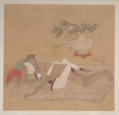 Tartarofficer med blondine af Unknown Artist