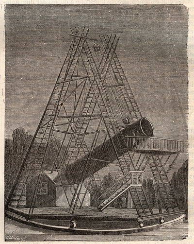 Teleskop af William Herschel (Friedrich Wilhelm Herschel af Unknown artist