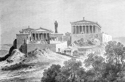 Akropolis i Athen. Stik fra slutningen af 1800-tallet. af Unknown artist