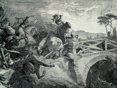Slaget ved Garigliano (Garellano) mellem franskmændene og spanierne under den tredje italienske krig, 29. december 1503.: Gonzalo Fernandez De Cordoba kaldet El Gran Capitan af Unknown artist