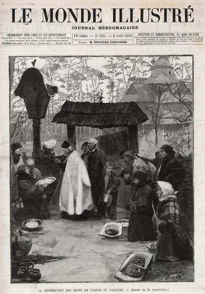 Velsignelsen af påskeæg i Galicien (Lille Rusland) - indgravering i "The Illustrious World"" fra 1895 af Unknown artist