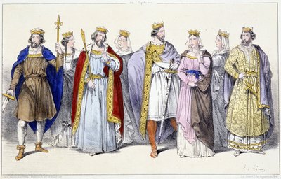 Karolingerne: Hugues Capet, Adelaide, Robert, Constance, Henry I, Anne af Rusland, Berthe, Philippe I - i ""Konger og dronninger af Frankrig i tryk"", Paris, red. Swift af Unknown artist