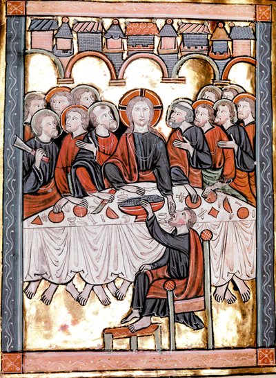 Cene-miniaturen taget fra ""Liber Psalmorum um um calendar"" eller ""Psaltier à l